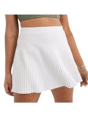 Aerie Ribbed Pleated Knit Mini Skirt